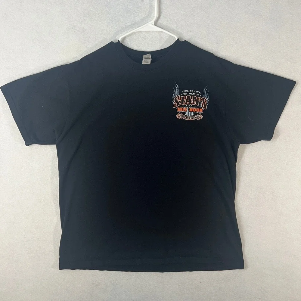 Harley Davidson Stan's Idle Hour Florida Black Biker Tee Graphic Shirt Wings XL - Picture 2 of 9